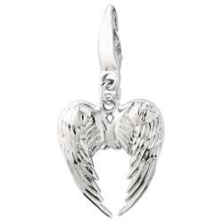 Sterling Silver Heart Wings Charm  