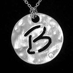 Sterling Silver Diamond Alphabet Initial Necklace  