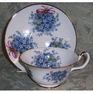 Blue Forget Me Not Cup and Saucer 2 sets 