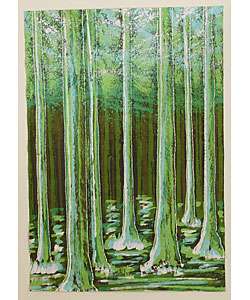 Brazilian Harvests Eucalyptus Original Batik Painting (Brazil 
