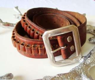   GEORGE LAWRENCE CO. BROWN LEATHER 22 CAL AMMO HUNTING BELT  