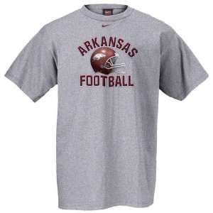  Nike Arkansas Razorbacks Grey Football Helmet T shirt 