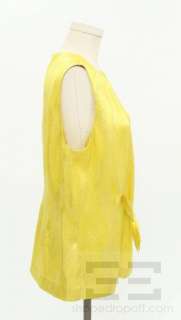 Tory Burch Yellow And Silver Silk Sleeveless Top Size 14  