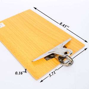 Letter Size Aluminum Clip Wooden Desk Top Type Clipboard Beige New 