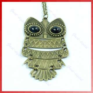 Copper Vintage Gold Big Eyes Owl Pendant Necklace Chain  