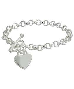 Sterling Silver Heart Toggle Bracelet  
