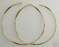 18K gold large hoop BEACH earrings 2 3/4 diameter  