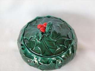 VINTAGE LEFTON CHRISTMAS HOLLY & BERRY CANDY DISH  