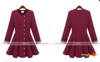   Single Breastd Long Jacket Overcoat Coat Black Dark Red WCOT078  