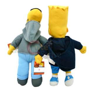 Simpson Family Homer  Bart Plush Doll  14in Hoodie  