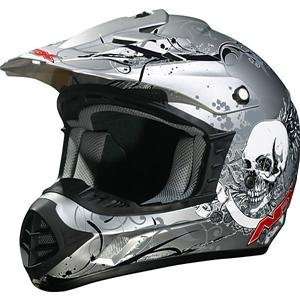  AFX FX 17 Skull Helmet   2X Large/Silver Automotive