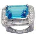 De Buman 18k Gold and Silver Blue Topaz and Cubic Zirconia Ring Today 