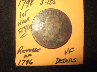 1798 S 155 REVERSE OF 1796 1ST HAIR STYLE VF DETAILS DRAPED BUST LARGE 