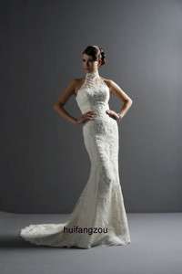   Lace High Neck Brand New Bridal Wedding Prom Party Evening Dress Gown
