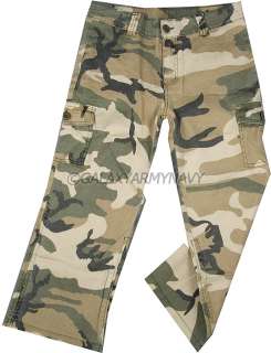   Military Vintage Subdued Woodland Camouflage Capri Camo Pants  