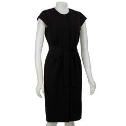Calvin Klein Womens Black Snap front Cap Sleeve Dress  