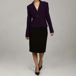 Calvin Klein Womens Eggplant/ Black 2 piece Skirt Suit   