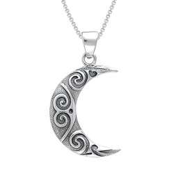 Sterling Silver Spiral Moon Celtic Necklace  