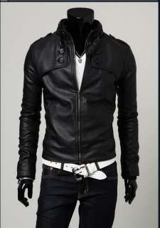   Slim Fit Faux Leather PU Jackets Coats Brown Black US XS/S/M/L  