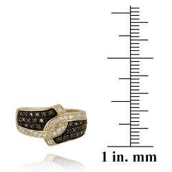 18k Gold over Silver 1/3ct TDW Champagne Diamond and White Topaz Ring 