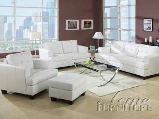 White Bonded Leather 6 pc Living Room Set  