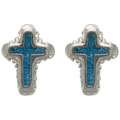 Pewter Turquoise Cross Stud Earrings