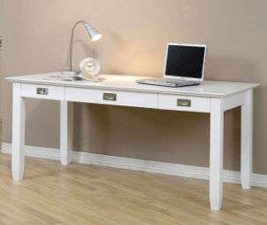 White contemporary desk brightened by silver desk lamp