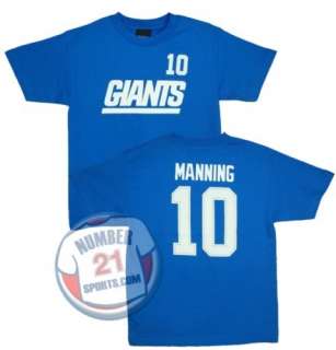   Eli Manning Youth Blue High Density Name and Number T Shirt  
