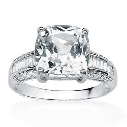 Ultimate CZ 10k White Gold Cushion cut Clear Cubic Zirconia Ring 