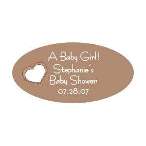  Brown with Heart Baby Oval Label Baby