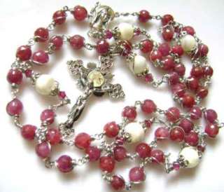 SO Beautiful STERLING 925 SILVER UNDOUBTED RUBY ROSARY  