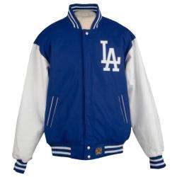 JH Designs Mens Los Angeles Dodgers Reversible Wool Varsity Jacket 