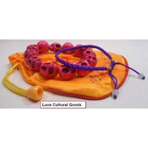  (Luos Set of 3) Rose Skull   Purple String Bracelet & Mala 