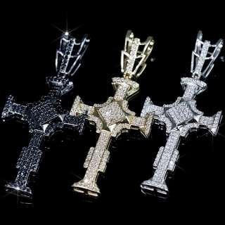 Black Rhodium Gold Plated Crucifix Pendant Charm Chain  