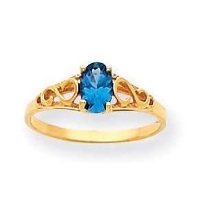  14k Synthetic Blue Zircon Ring, Size 5 Jewelry