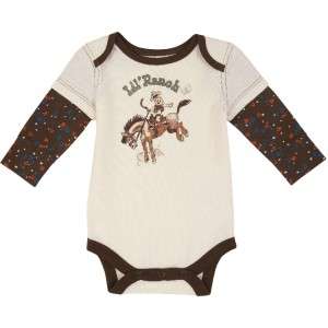 NEW Wrangler Infant/Toddler Natural & Brown Long Sleeve Onsie PQK714M 