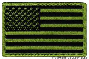 AMERICAN FLAG EMBROIDERED PATCH iron on US CAMO GREEN  
