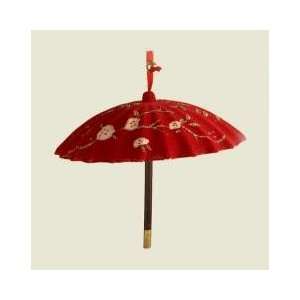 Asian Fusion Red Umbrella with Pink & Gold Floral Design Christmas 