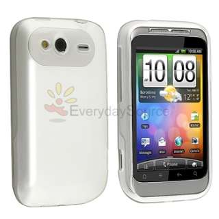 Clear White TPU Skin Gel Soft Rubber Case Cover For HTC Wildfire S 
