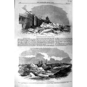  1859 ICE ST. LAWRENCE RIVER MONTREAL STEAM BOAT CANADA 