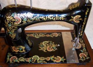   Singer VS3 model 28 Hand Crank Sewing Machine Ottoman Carnation  