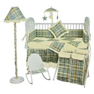    Hoohobbers Plaid / Gingham Blue 4 Piece Crib Bedding Set Baby