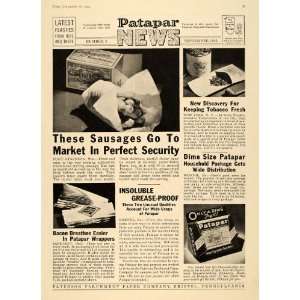  1935 Ad Paterson Parchment Patapar Kitchen Wrap Paper 