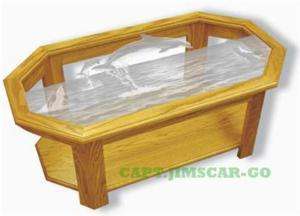 Nautical Etched Glass Dolphins Coffee Table Furniture  