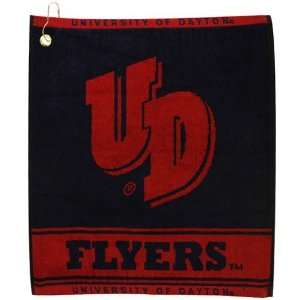Dayton Flyers 16 x 19 Black Woven Jacquard Golf Towel  