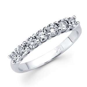 Prong Set Diamond Wedding Ring 14k White Gold Anniversary Band (3/4ct 