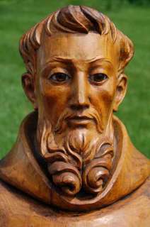 Hand Carved Wood Statue of St. Francis of Assisi +  