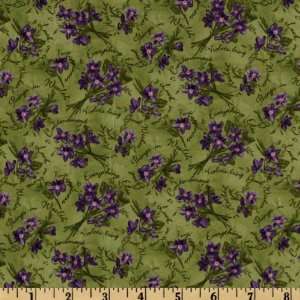   Violet Wishes Flowers Green Fabric By The Yard Arts, Crafts & Sewing