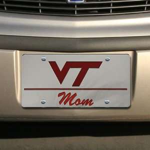   Virginia Tech Hokies Silver Mirrored Mom Car License Plate Automotive