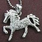 Horse Mustang Rhinestone Necklace Chain Pendant Charm  